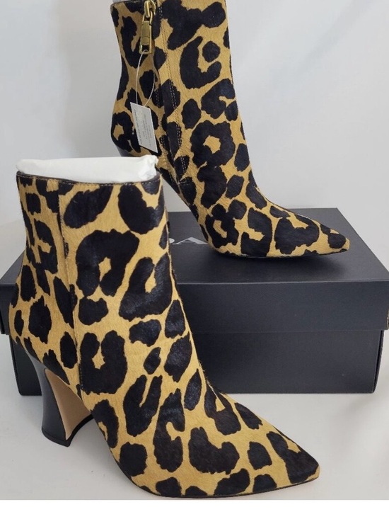 Coach Shoes - Coach Leopard Print Pointed Toe Ankle Boots - Black & Tan